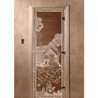 Дверь для сауны DoorWood "БАНЬКА В ЛЕСУ" 190х70 (бронза матовая, коробка листва) в #REGION_NAME_DECLINE_PP#